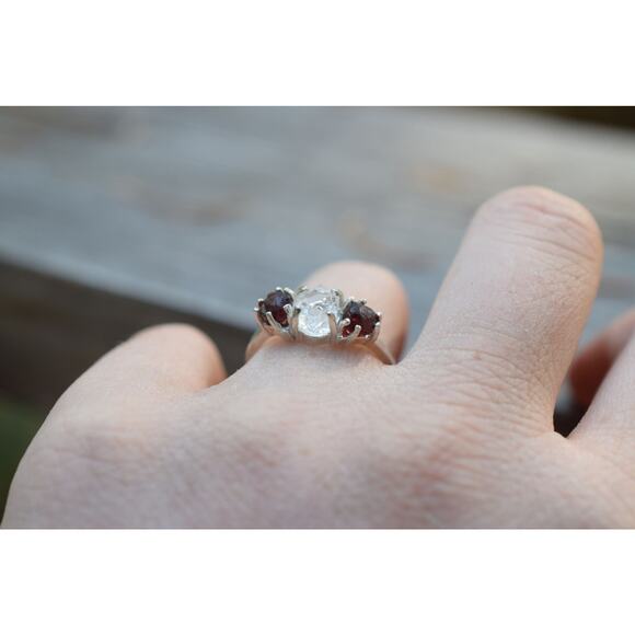 Garnet Ring, rough diamond ring, anniversary ring, raw stone rings, promise ring - Picture 2 of 6